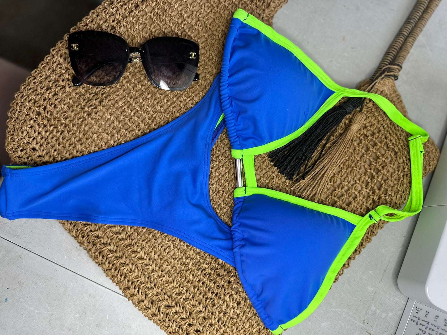 Bikini marquinha de fita Blue/Neon