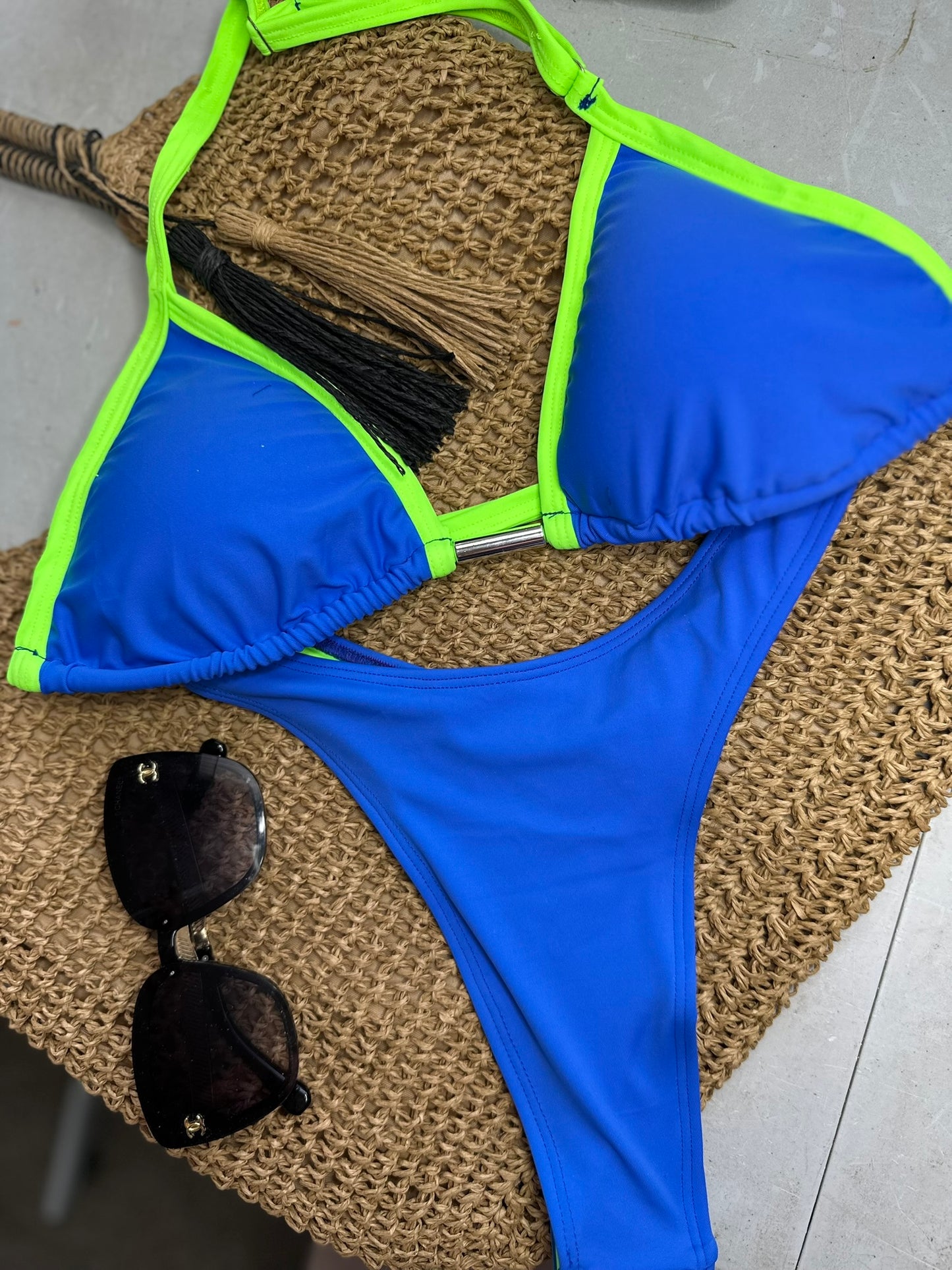 Bikini marquinha de fita Blue/Neon