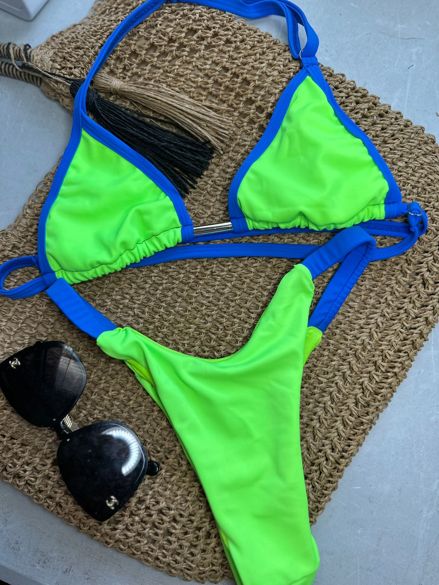 Bikini marquinha de fita Blue/Neon