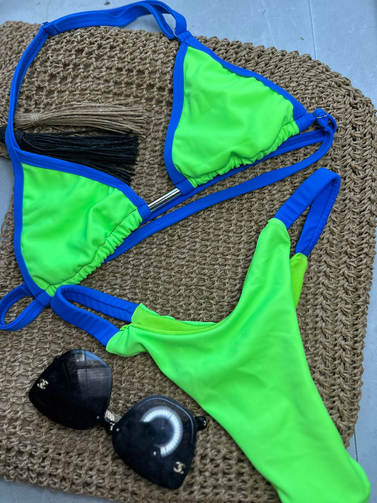 Bikini marquinha de fita Blue/Neon